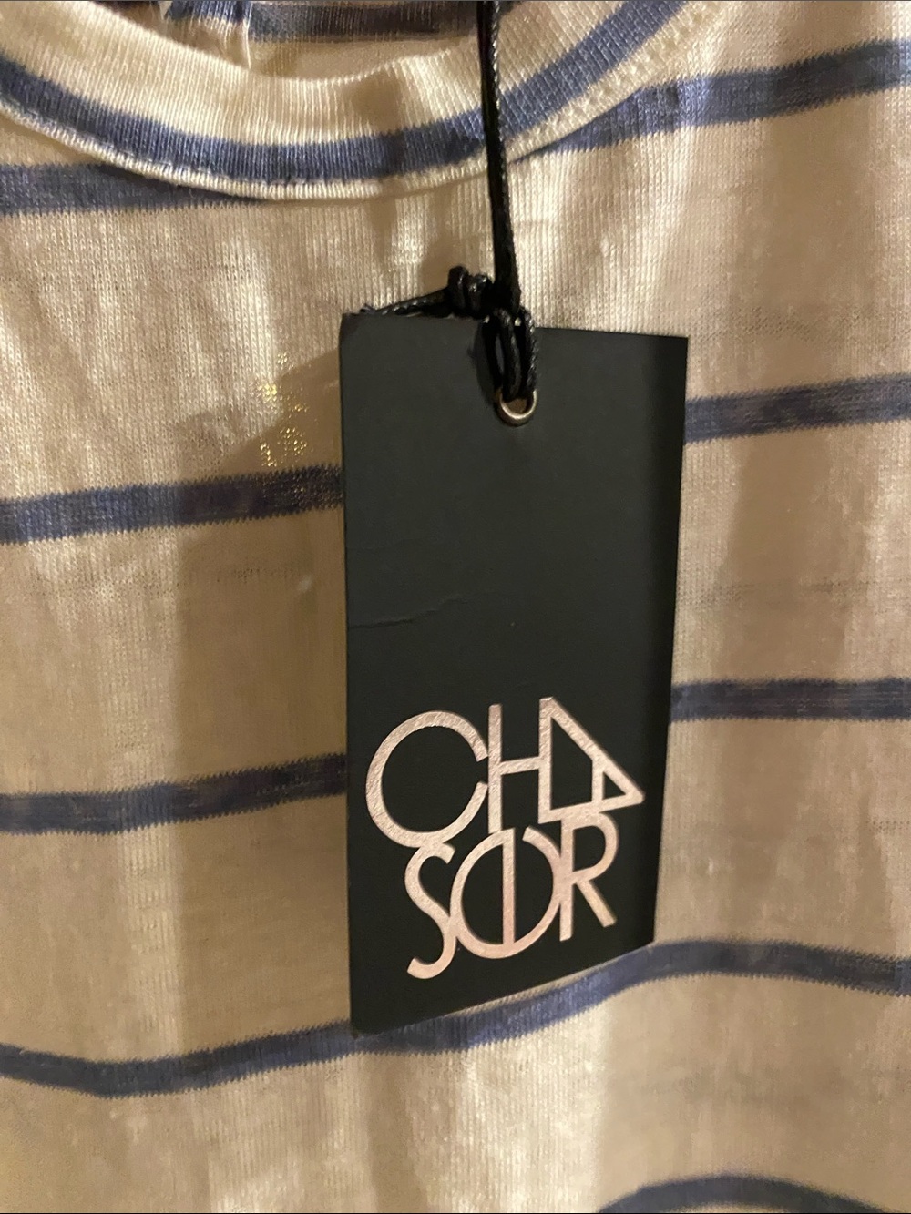 Chaser Braided Back Detail Striped Tee NWT - Picture 8 of 14